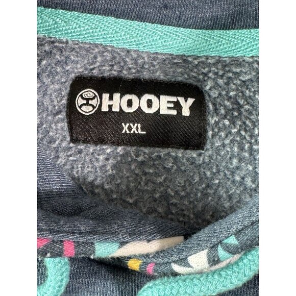 Hooey Blue and Multicolor Geometric Women's Hoodie. ☆ Fits Like EXTRA LARGE - Picture 7 of 11